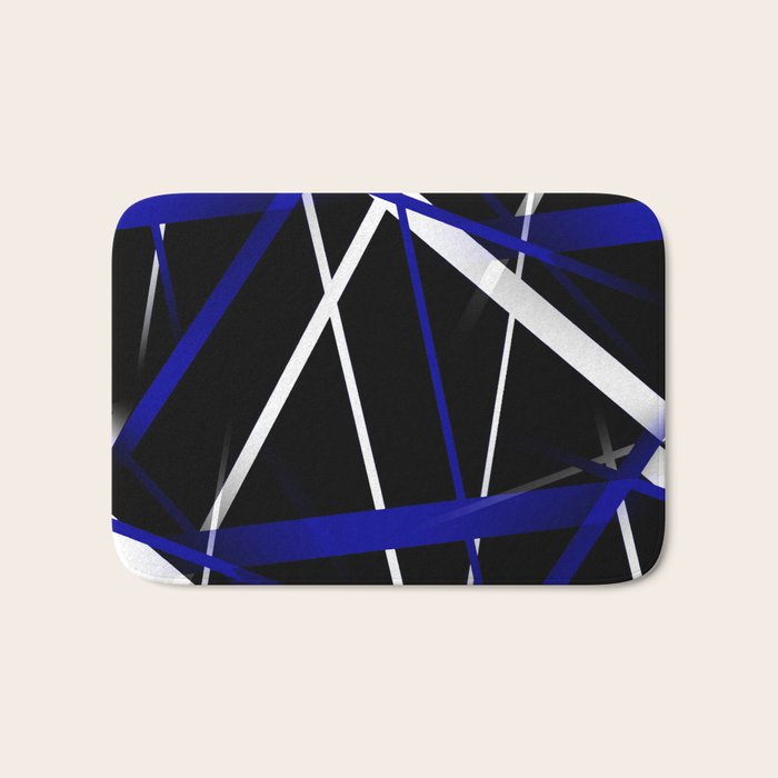 Seamless Abstract Royal Blue and White Lines Bath Mat Gallery Image 1
