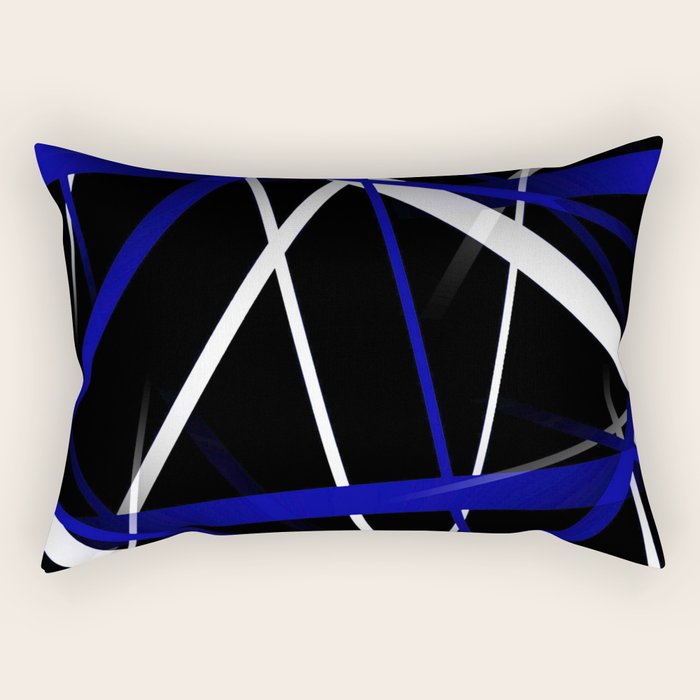 Seamless Abstract Royal Blue and White Lines Rectangular Pillow Gallery Image 1