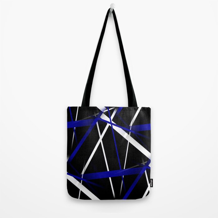 Seamless Abstract Royal Blue and White Lines Tote Bag Gallery Image 2