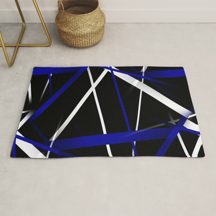 Seamless Abstract Royal Blue and White Lines Rug Gallery Image 1