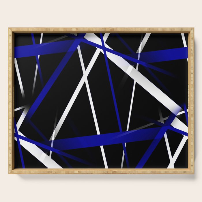 Seamless Abstract Royal Blue and White Lines Serving Tray Gallery Image 1