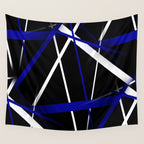 Seamless Abstract Royal Blue and White Lines Wall Tapestry Gallery Image 4