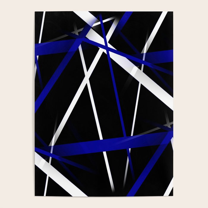 Seamless Abstract Royal Blue and White Lines Poster Gallery Image 1