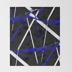 Seamless Abstract Royal Blue and White Lines Throw Blanket Gallery Image 2