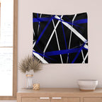 Seamless Abstract Royal Blue and White Lines Wall Tapestry Gallery Image 2