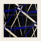 Seamless Abstract Royal Blue and White Lines Wood Wall Art Gallery Image 1