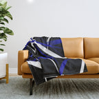 Seamless Abstract Royal Blue and White Lines Throw Blanket Gallery Image 1