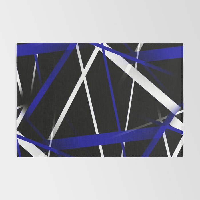 Seamless Abstract Royal Blue and White Lines Rug Gallery Image 2