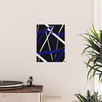 Seamless Abstract Royal Blue and White Lines Poster Gallery Image 2