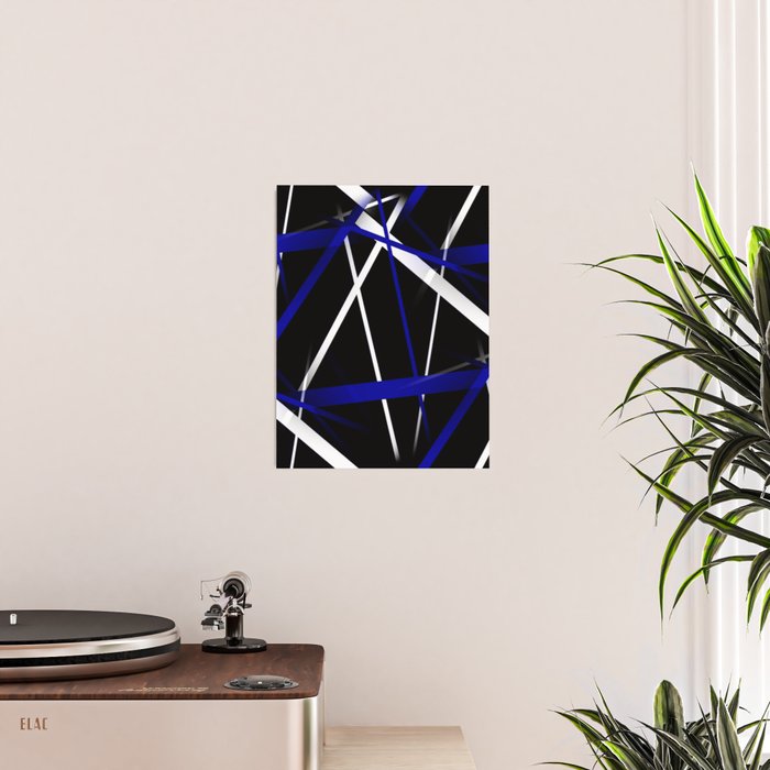 Seamless Abstract Royal Blue and White Lines Poster Gallery Image 2