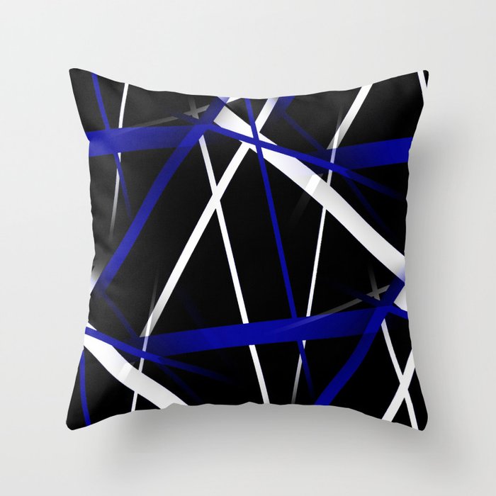 Seamless Abstract Royal Blue and White Lines Throw Pillow Gallery Image 1