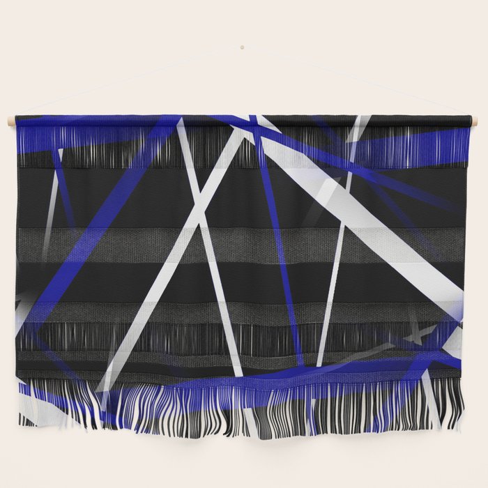 Seamless Abstract Royal Blue and White Lines Wall Hanging Gallery Image 1