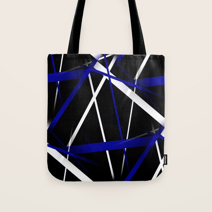 Seamless Abstract Royal Blue and White Lines Tote Bag Gallery Image 1