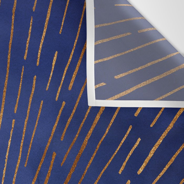 Twilight Blue and Metallic Gold Sunrise Wall Tapestry Gallery Image 3