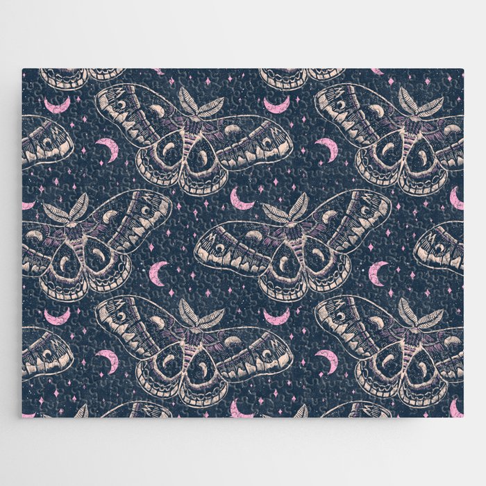 Celestial Cecropia - midnight blue and orchid  Jigsaw Puzzle Gallery Image 1