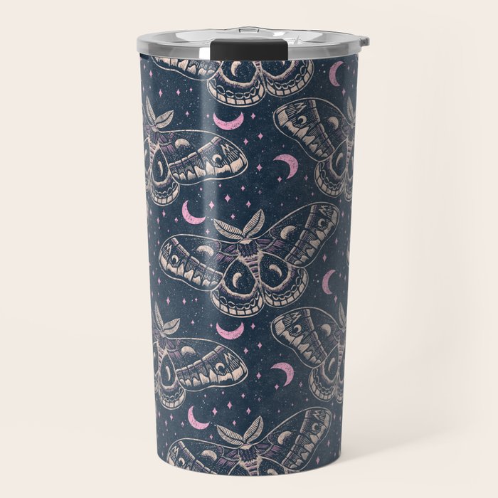 Celestial Cecropia - midnight blue and orchid  Travel Mug Gallery Image 1
