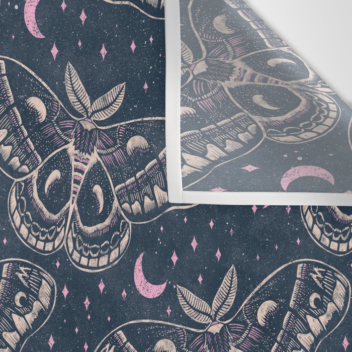 Celestial Cecropia - midnight blue and orchid  Wall Tapestry Gallery Image 3