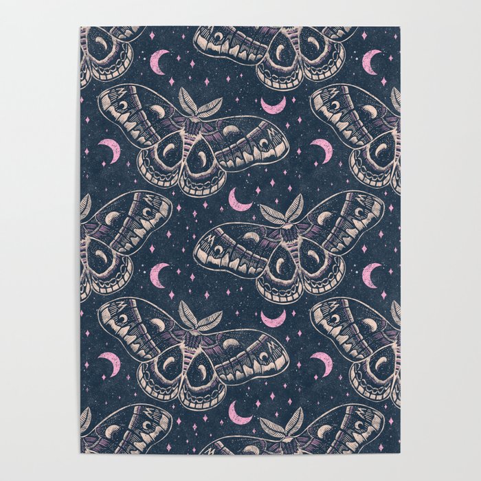 Celestial Cecropia - midnight blue and orchid  Poster Gallery Image 4