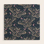 Celestial Cecropia - midnight blue and orchid  Wood Wall Art Gallery Image 2