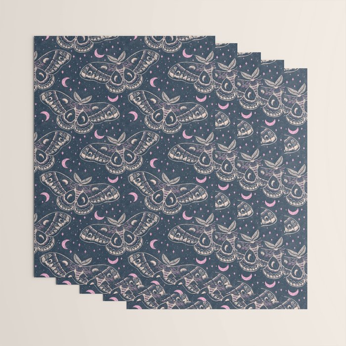 Celestial Cecropia - midnight blue and orchid  Wrapping Paper Gallery Image 3