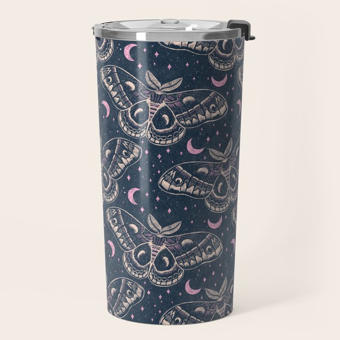 Celestial Cecropia - midnight blue and orchid  Travel Mug Gallery Image 2