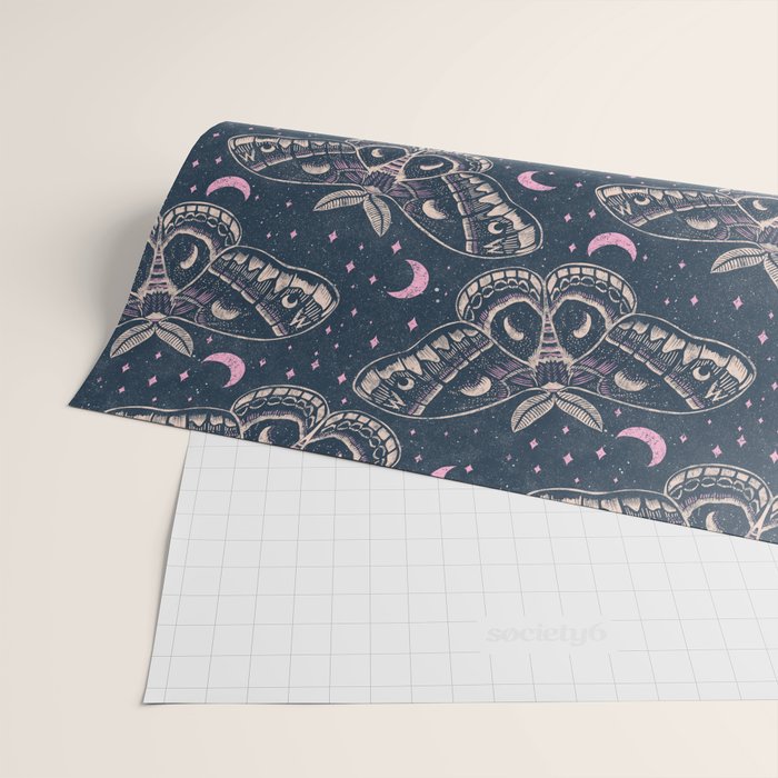 Celestial Cecropia - midnight blue and orchid  Wrapping Paper Gallery Image 2
