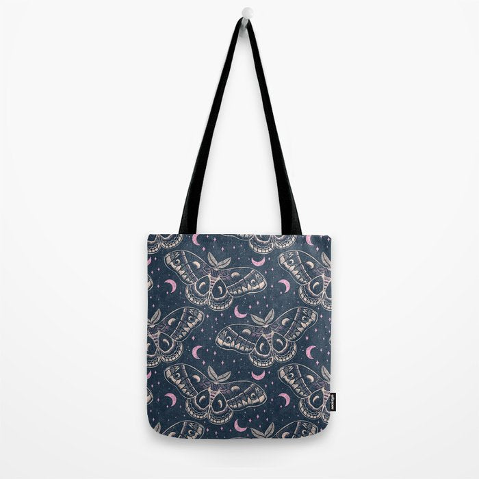 Celestial Cecropia - midnight blue and orchid  Tote Bag Gallery Image 2