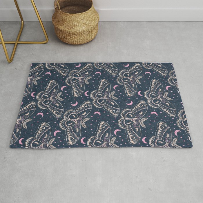 Celestial Cecropia - midnight blue and orchid  Rug Gallery Image 1