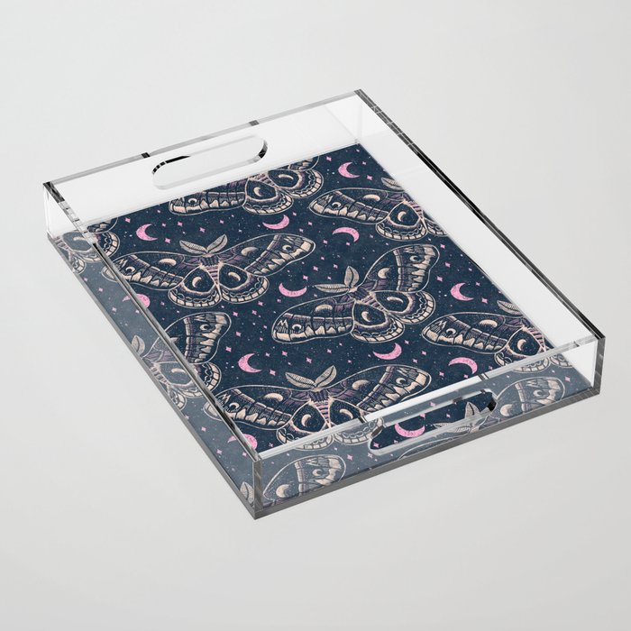 Celestial Cecropia - midnight blue and orchid  Acrylic Tray Gallery Image 1