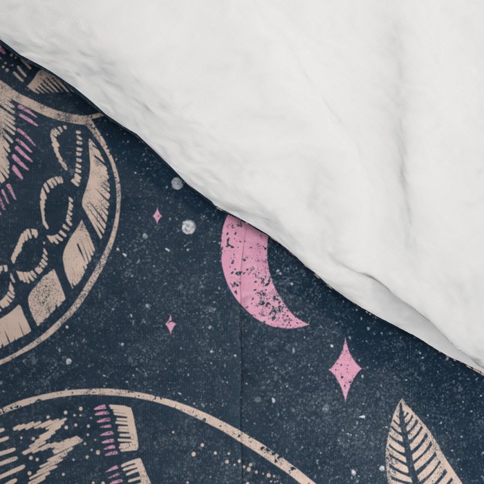 Celestial Cecropia - midnight blue and orchid  Comforter Gallery Image 4