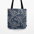 Celestial Cecropia - midnight blue and orchid  Tote Bag Gallery Image 1
