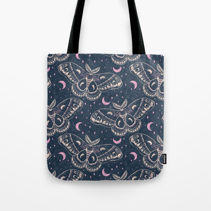Celestial Cecropia - midnight blue and orchid  Tote Bag Gallery Image 1