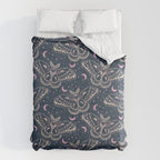 Celestial Cecropia - midnight blue and orchid  Comforter Gallery Image 6