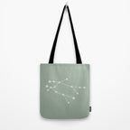 Gemini Zodiac Star Constellation Line Art Soft Sage Tote Bag Gallery Image 2
