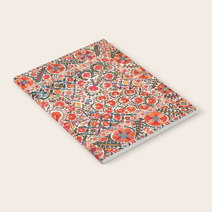 Bokhara Suzani  Antique Uzbekistan Floral Rug Print Notebook Gallery Image 1