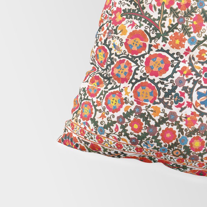 Bokhara Suzani  Antique Uzbekistan Floral Rug Print Pillow Sham Gallery Image 4