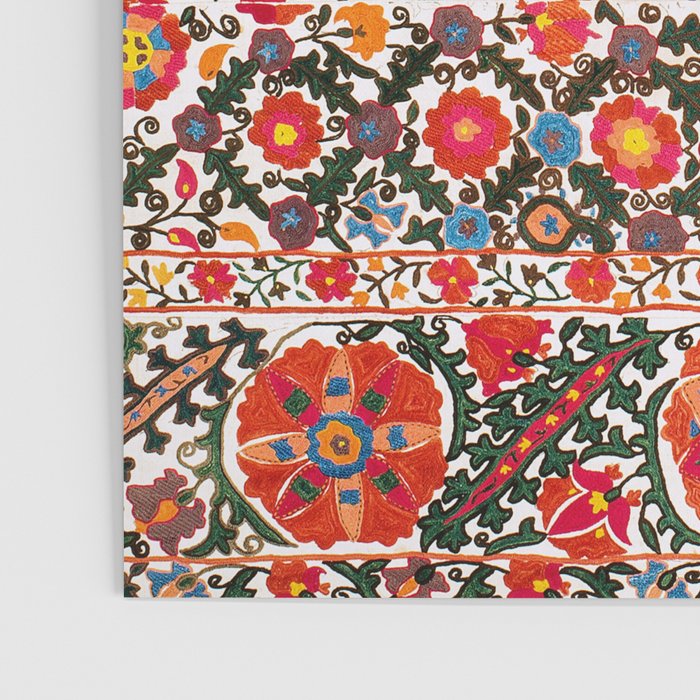 Bokhara Suzani  Antique Uzbekistan Floral Rug Print Poster Gallery Image 3