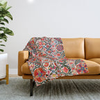 Bokhara Suzani  Antique Uzbekistan Floral Rug Print Throw Blanket Gallery Image 1