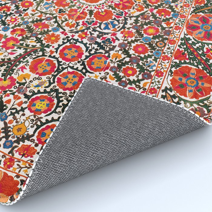 Bokhara Suzani  Antique Uzbekistan Floral Rug Print Rug Gallery Image 4