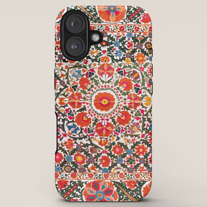 Bokhara Suzani  Antique Uzbekistan Floral Rug Print iPhone Case Gallery Image 5