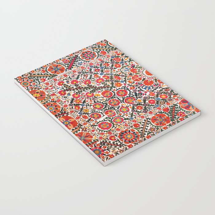 Bokhara Suzani  Antique Uzbekistan Floral Rug Print Notebook Gallery Image 3