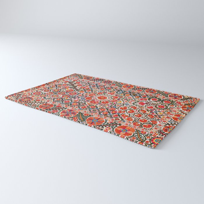 Bokhara Suzani  Antique Uzbekistan Floral Rug Print Rug Gallery Image 3