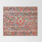 Bokhara Suzani  Antique Uzbekistan Floral Rug Print Throw Blanket Gallery Image 2