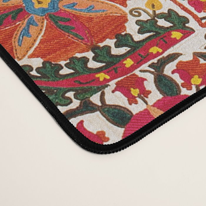 Bokhara Suzani  Antique Uzbekistan Floral Rug Print Desk Mat Gallery Image 4