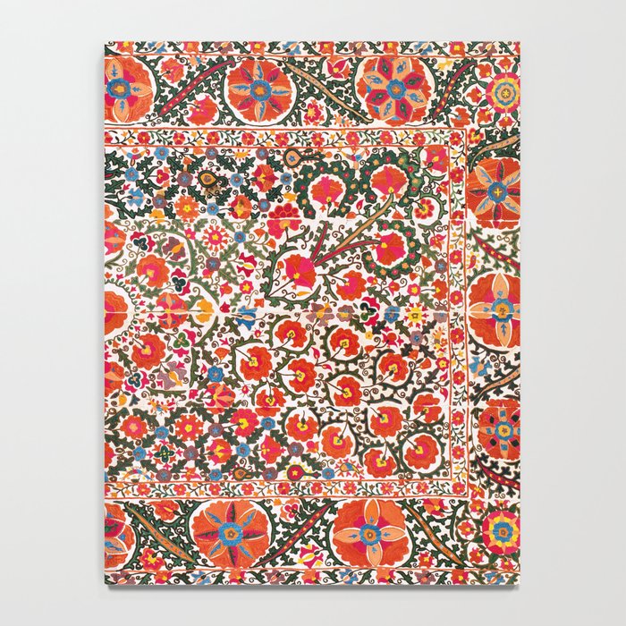 Bokhara Suzani  Antique Uzbekistan Floral Rug Print Notebook Gallery Image 4