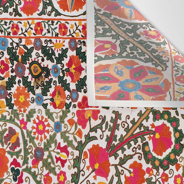 Bokhara Suzani  Antique Uzbekistan Floral Rug Print Wall Tapestry Gallery Image 3