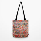 Bokhara Suzani  Antique Uzbekistan Floral Rug Print Tote Bag Gallery Image 2