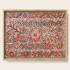 Bokhara Suzani  Antique Uzbekistan Floral Rug Print Serving Tray Gallery Image 1