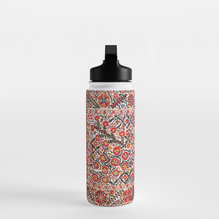 Bokhara Suzani  Antique Uzbekistan Floral Rug Print Water Bottle Gallery Image 3