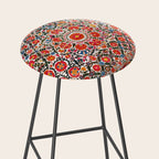 Bokhara Suzani  Antique Uzbekistan Floral Rug Print Stool Gallery Image 2